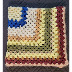 Vintage Handmade Pastel Afghan Blanket Throw 33" X 33"